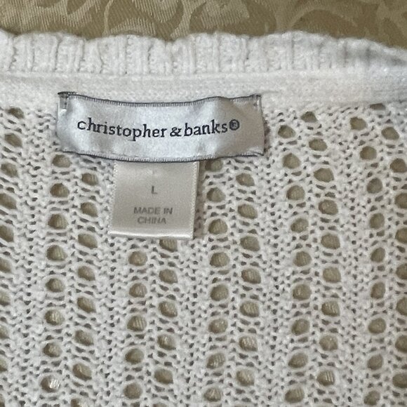 Christopher Banks open sweater cardigan open tie front - White - Large - Picture 2 of 5